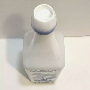 Vintage Decanter Blue Windmill Dutch Tulip Themed Cap Liquor Bottle Empty Delft